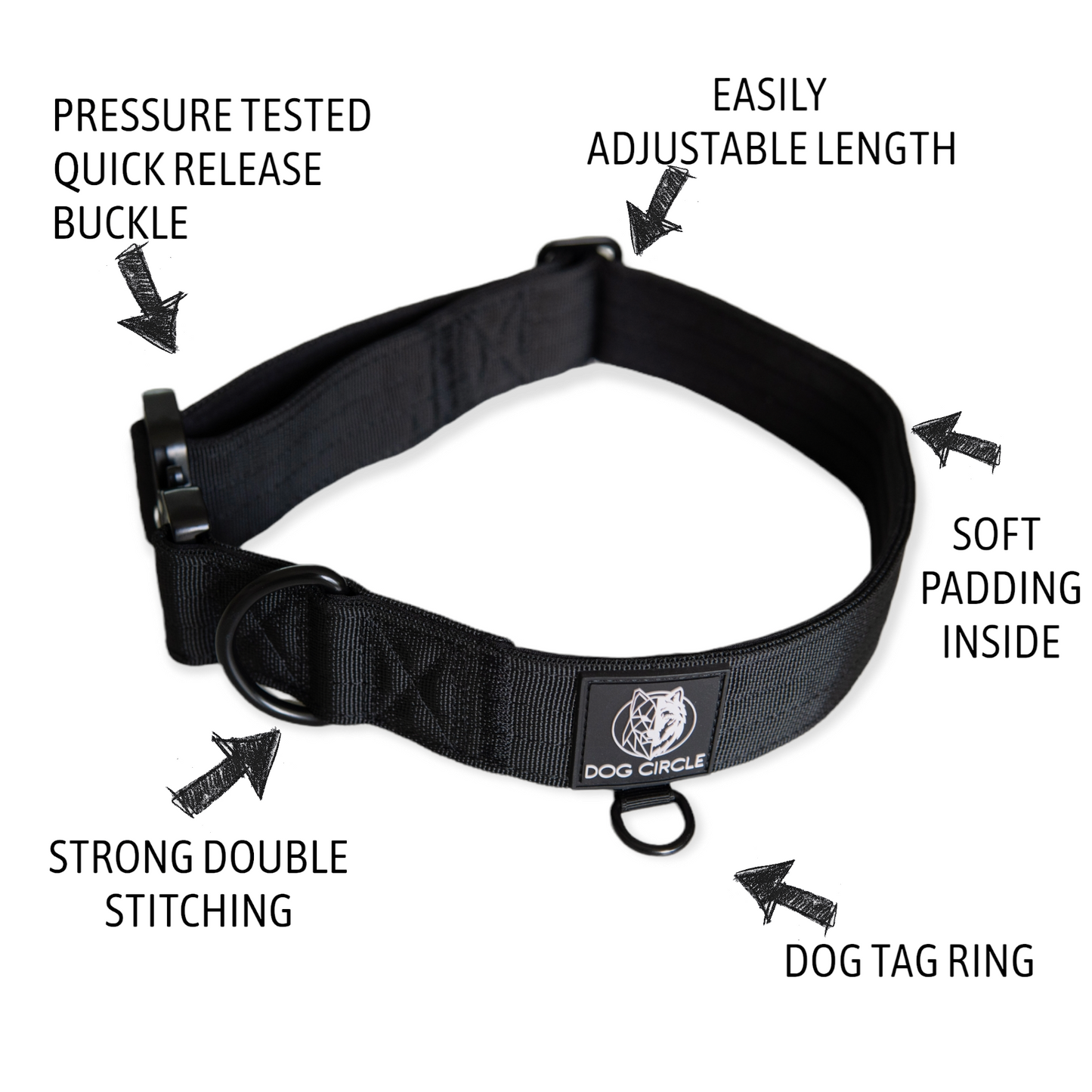 Everyday Dog Collar - Black  3.8cm/ 1.5"