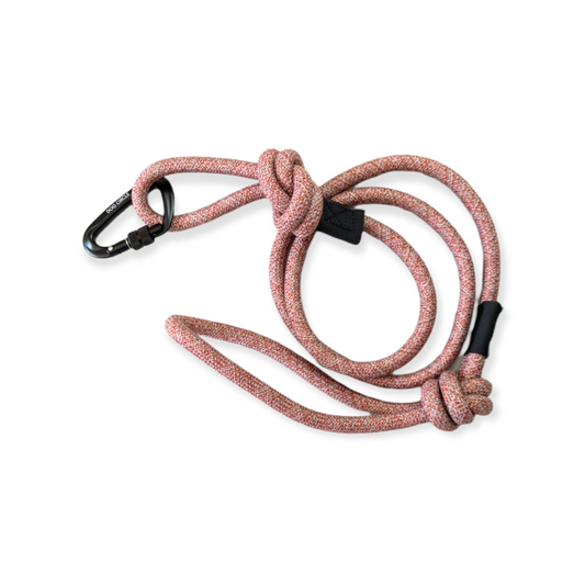 Single Carabiner Dog Rope Leash - Red & White