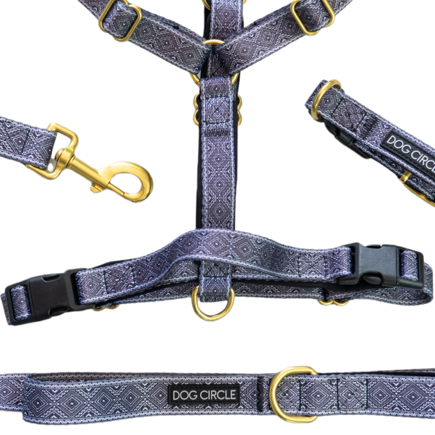 Dog Collar & Harness Set - Aztec